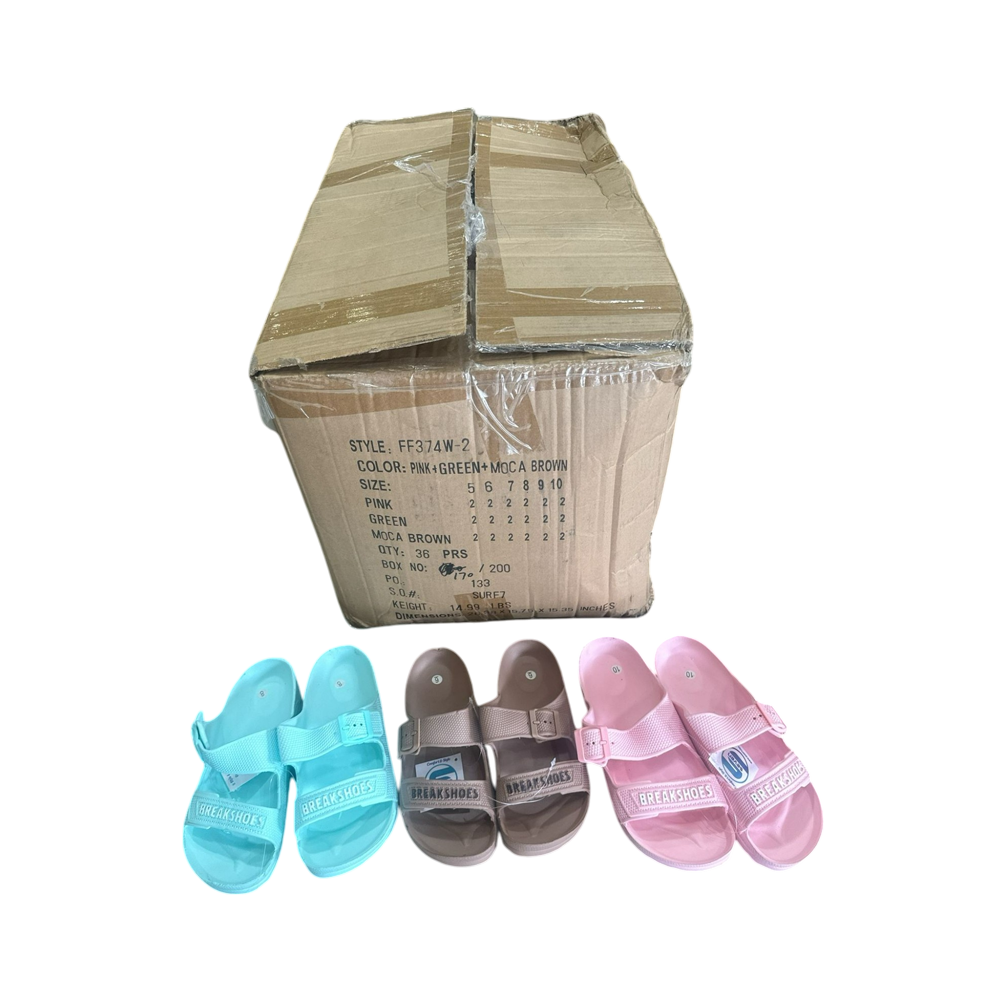 Chanclas carmelitas, rosadas y verdes 36/U (Style: FF374W)